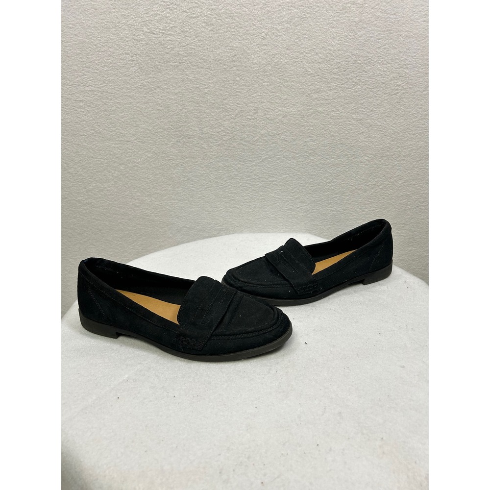 American Eagle Penny Loafers Womens 8‎ Black Fabric Flat Slip On Shoes